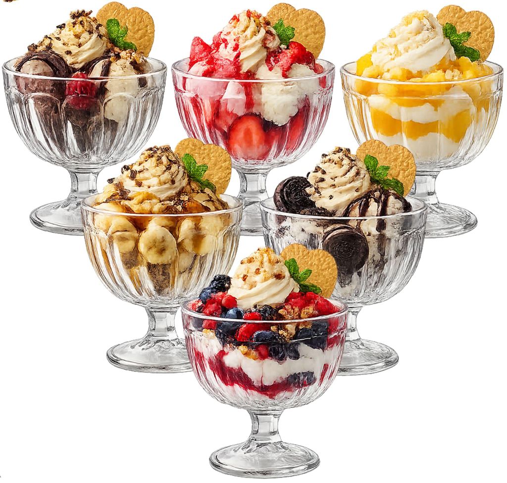 Eisbecher 6 Stück SET Eisschalen Dessertschale Eisgläser Dessertgläser 425ml