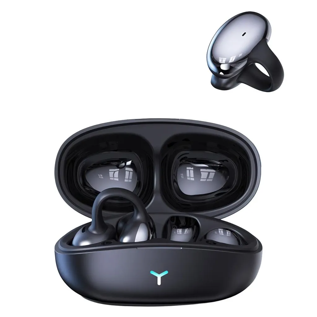 Kabelloser Bluetooth 5.3 Open-Ear-Kopfhörer, Akkulaufzeit, wasserdicht, geräuschunterdrückendes Mikrofon für Laufen, Arbeiten und Gaming, Schwarz