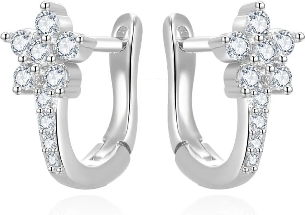 Boucles d'oreilles fleur en zircon pour mariage et soirée chic