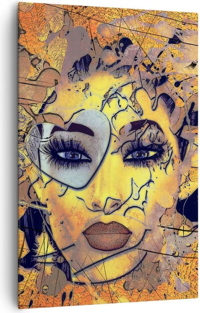 Bild auf Leinwand - Leinwandbild - Einteilig - Gesicht Frau - 80x120cm - Wand Bild - Wanddeko - Wandbilder - Leinwanddruck - Kunstdruck - Wanddekor...