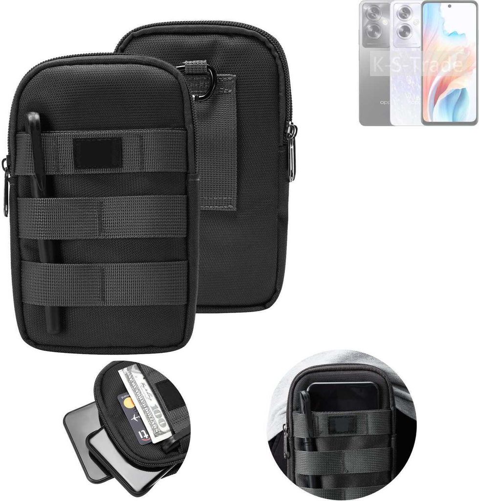 K-S-Trade Holster Gürtel Tasche kompatibel mit Oppo A79 5G Handy Tasche Schutz Hülle dunkel-grau viele Fächer, 1x