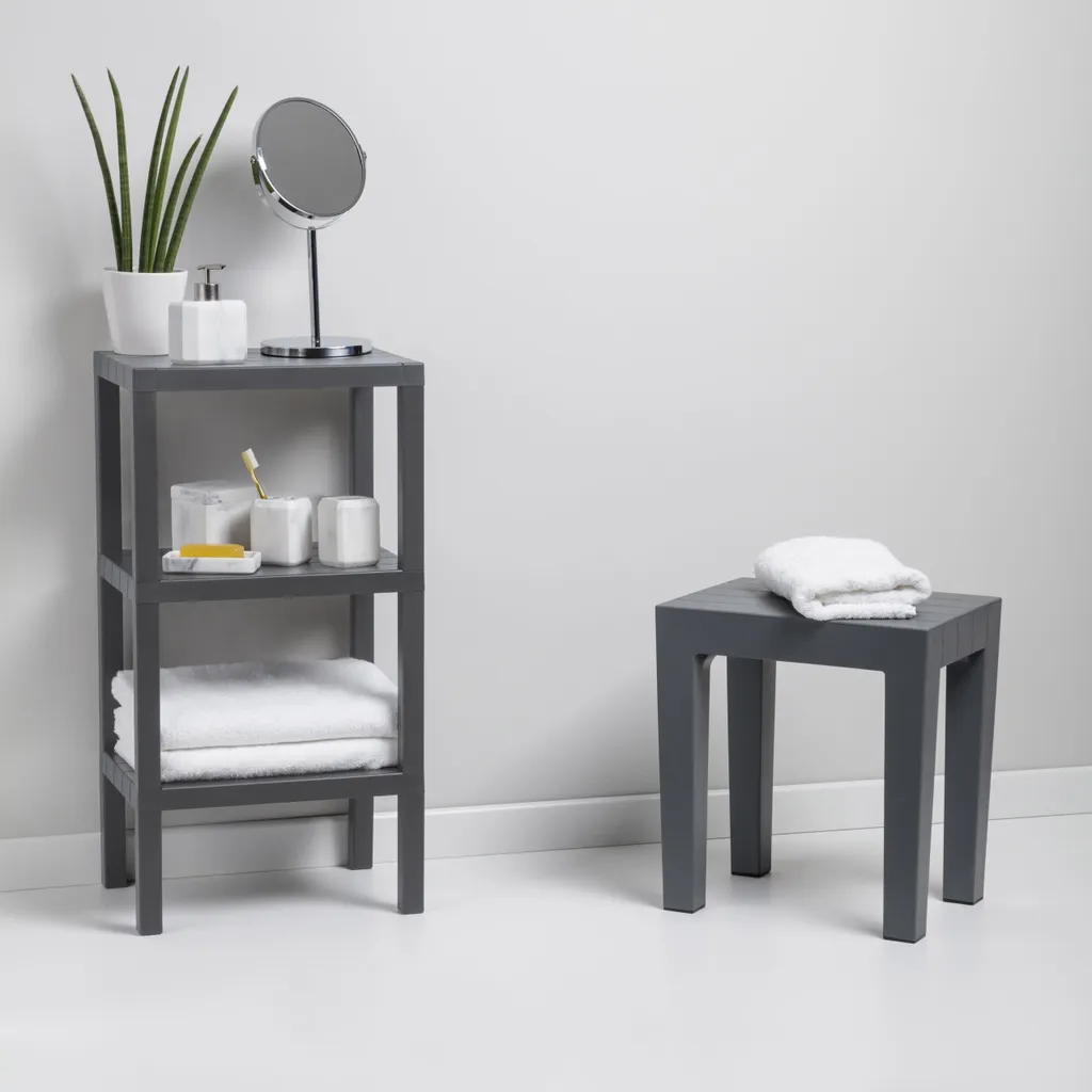 Tabouret en polypropylène anthracite 41,5 cm - Design compact et solide - 4