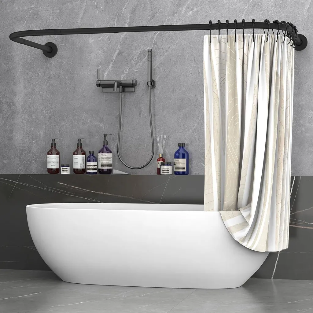 Barre de rideau douche robuste en inox - Anti-corrosion forme U L