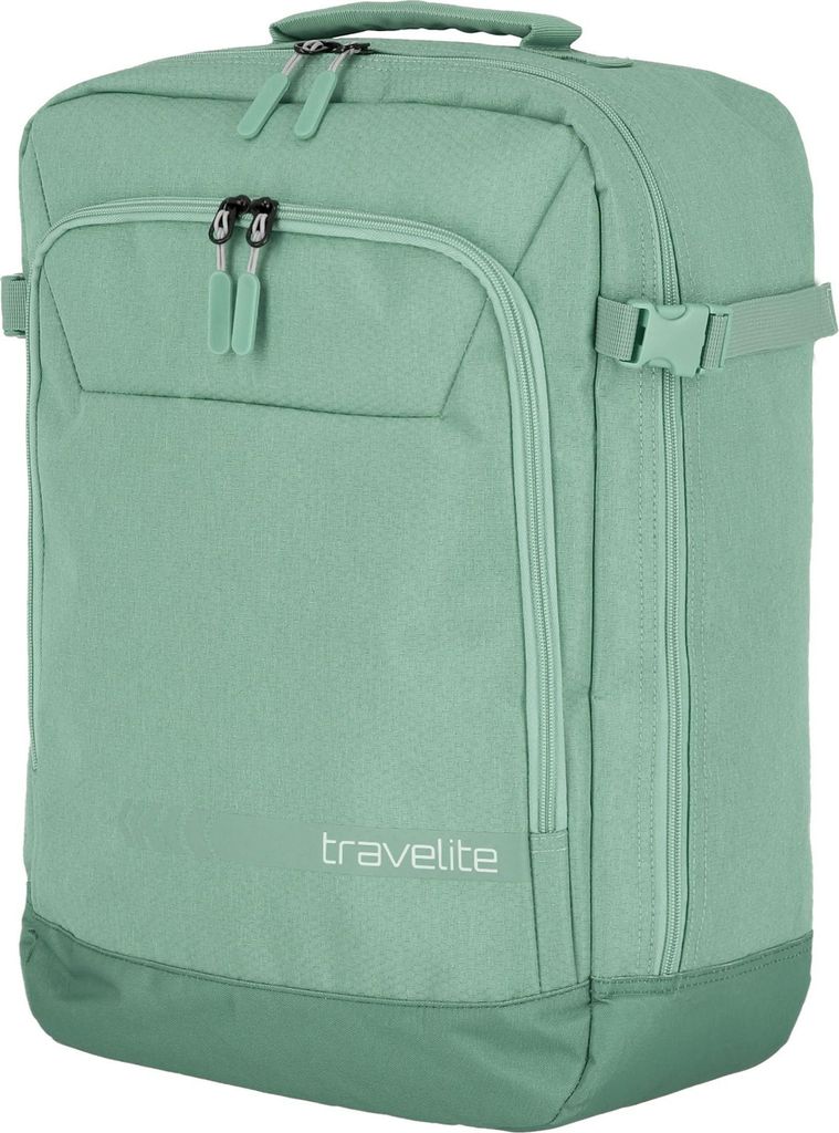 A studio shot of a green backpack.