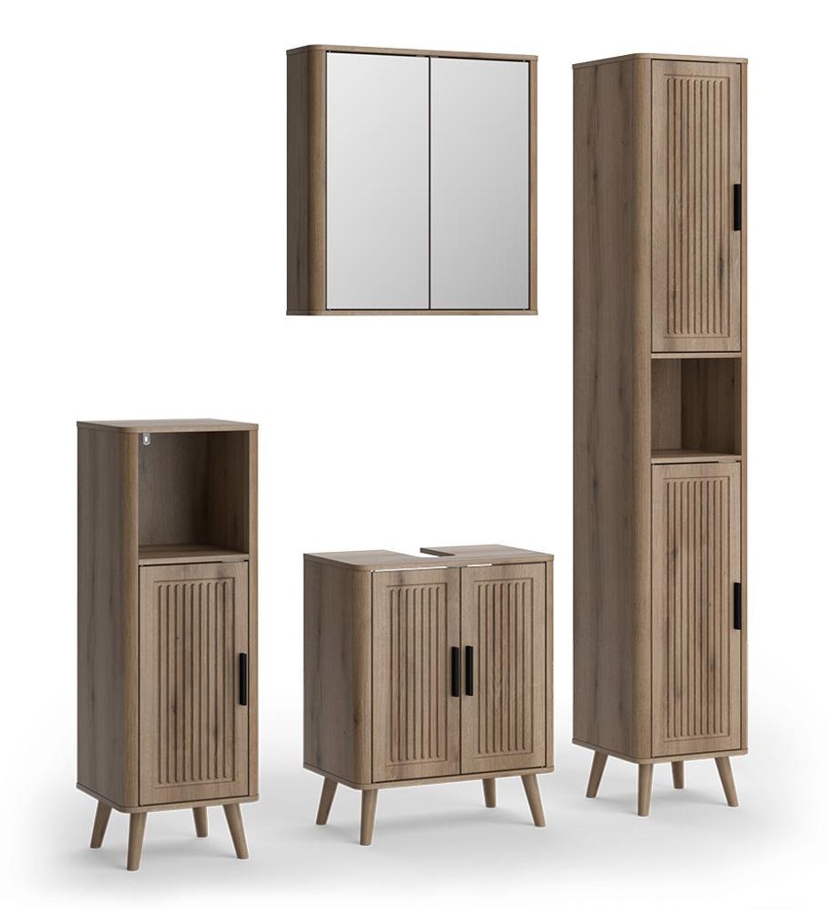 Badmöbel-Set Vicco Skara Eiche 4 Teile, Model 61293
