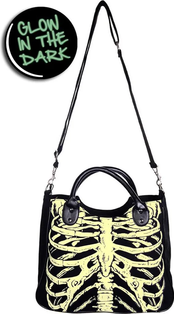 Borsa Donna Skeleton Banned Alternative Nera: Spaziosa e Originale