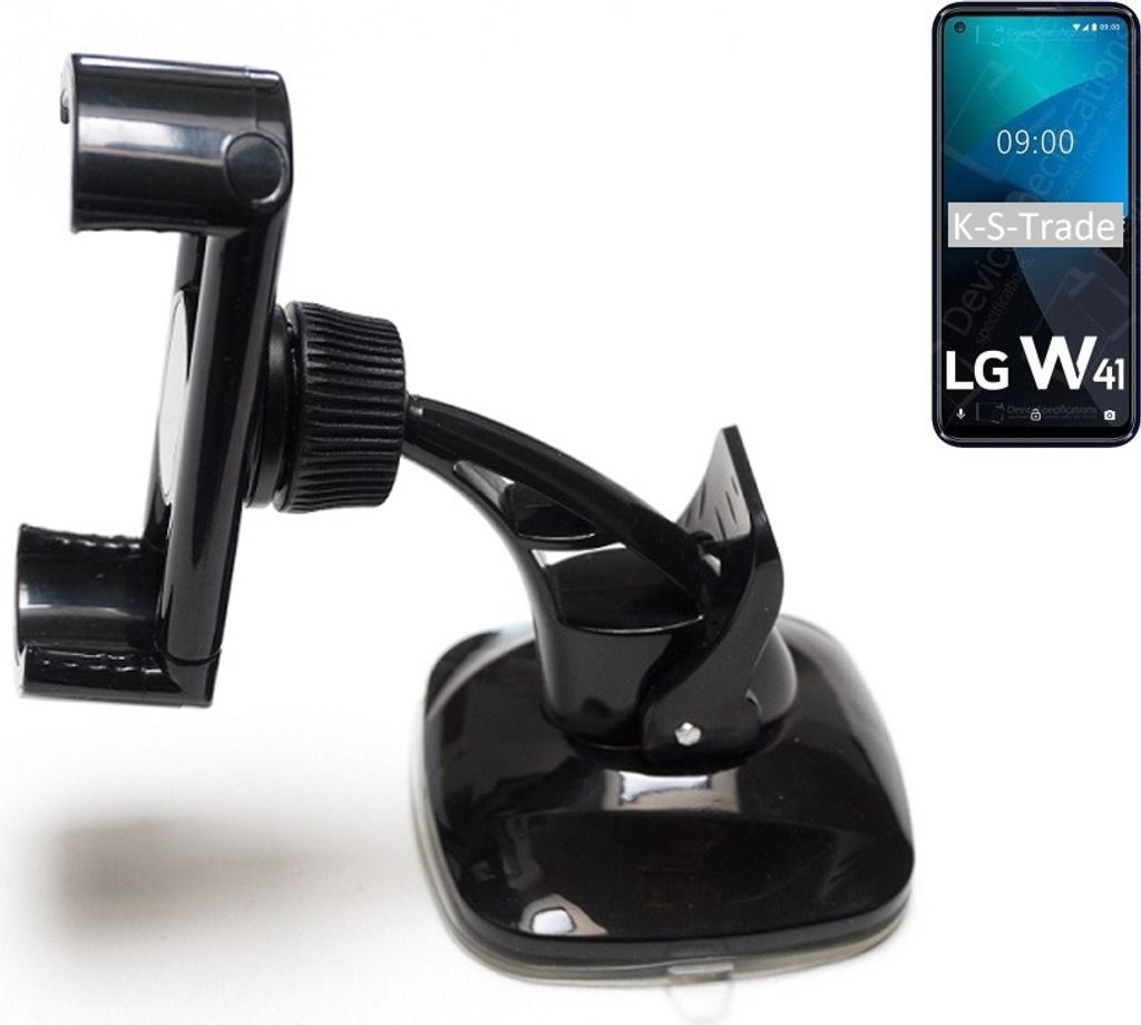 K-S-Trade kompakte Handy-Halterung Windschutzscheibe kompatibel mit LG Electronics W41 Armaturenbrett schwarz Autohalterung KFZ Halter