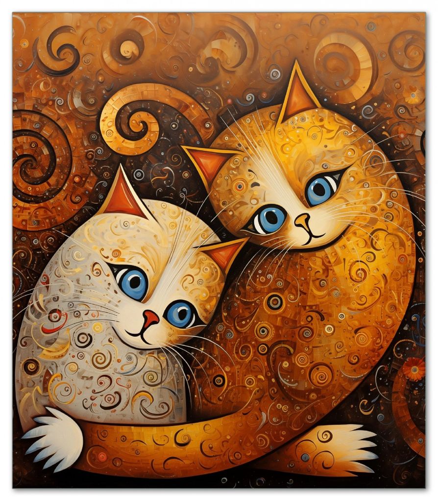 Wallario Herdabdeckplatte aus Glas, Größe 52 x 60 cm 1-teilig, Motiv Malerisches Katzenduo