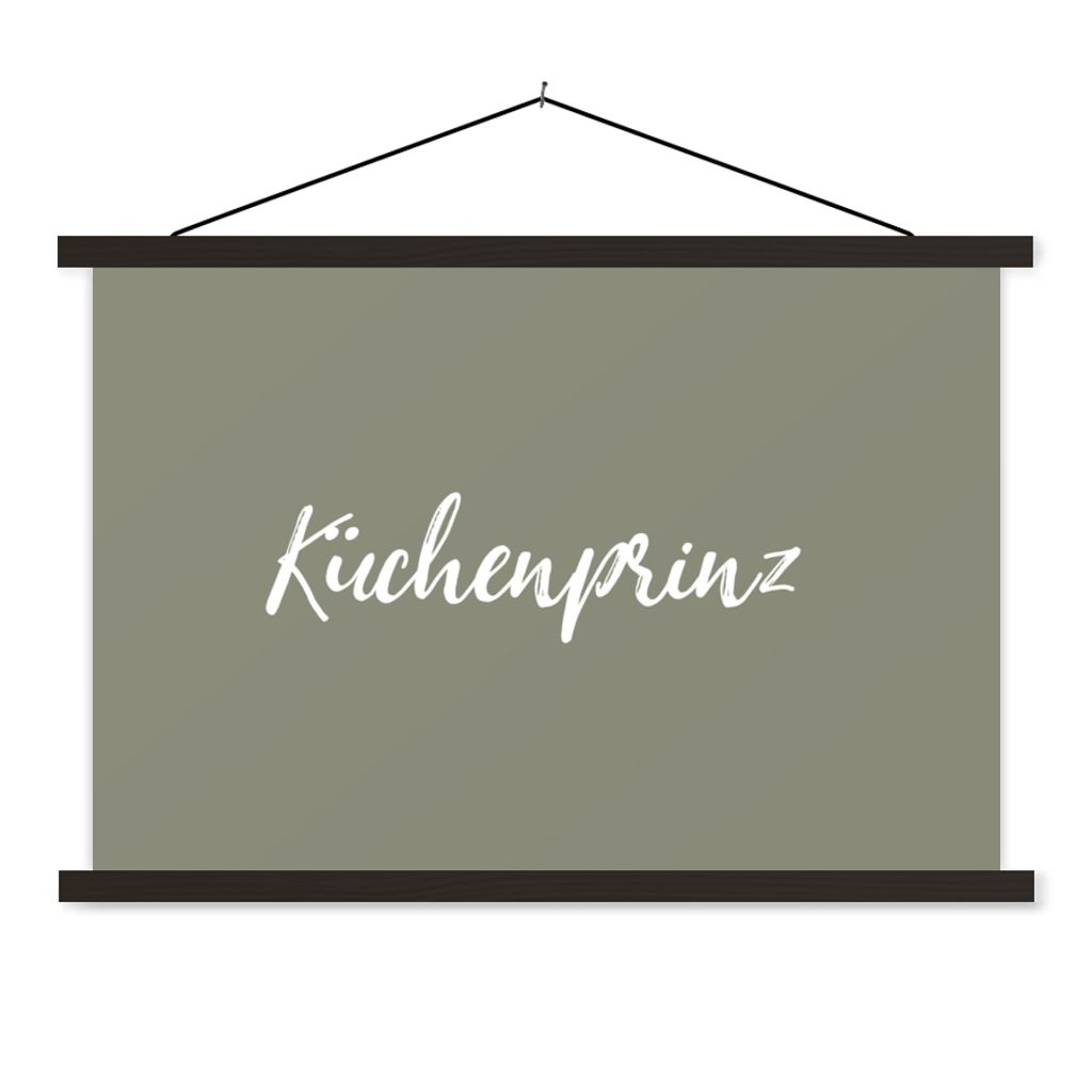 MuchoWow Textilposter Zitate - Küchenprinz - Sprichwörter - Männer 120x80 cm mit schwarzem Rahmen - Wanddeko