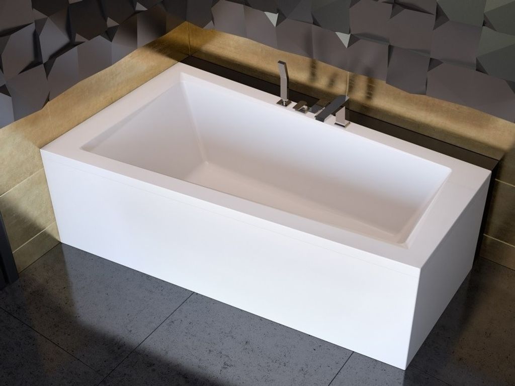 Badewanne INTIMA LINKS 150x85cm mit Füßen , mit Siphon (mit 2x Schürze kurz +lang )