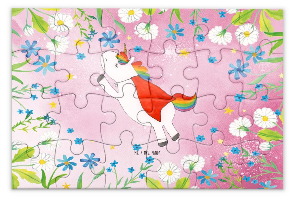Mr. & Mrs. Panda Puzzle Einhorn Geburtstag 24 Teile - Rot Pastell - Geschenk, Geburtstagsgeschenk, Freundin, 1500, 500, 2000, Legespiel, 1000, Einh...