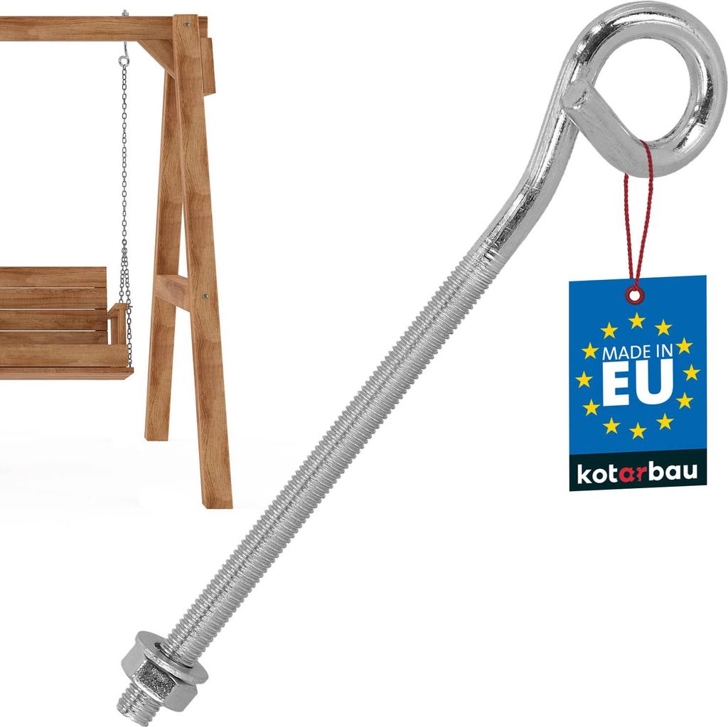 KOTARBAU® Schaukelhaken Schraubhaken M10 210 mm Verzinkter Produktbild 