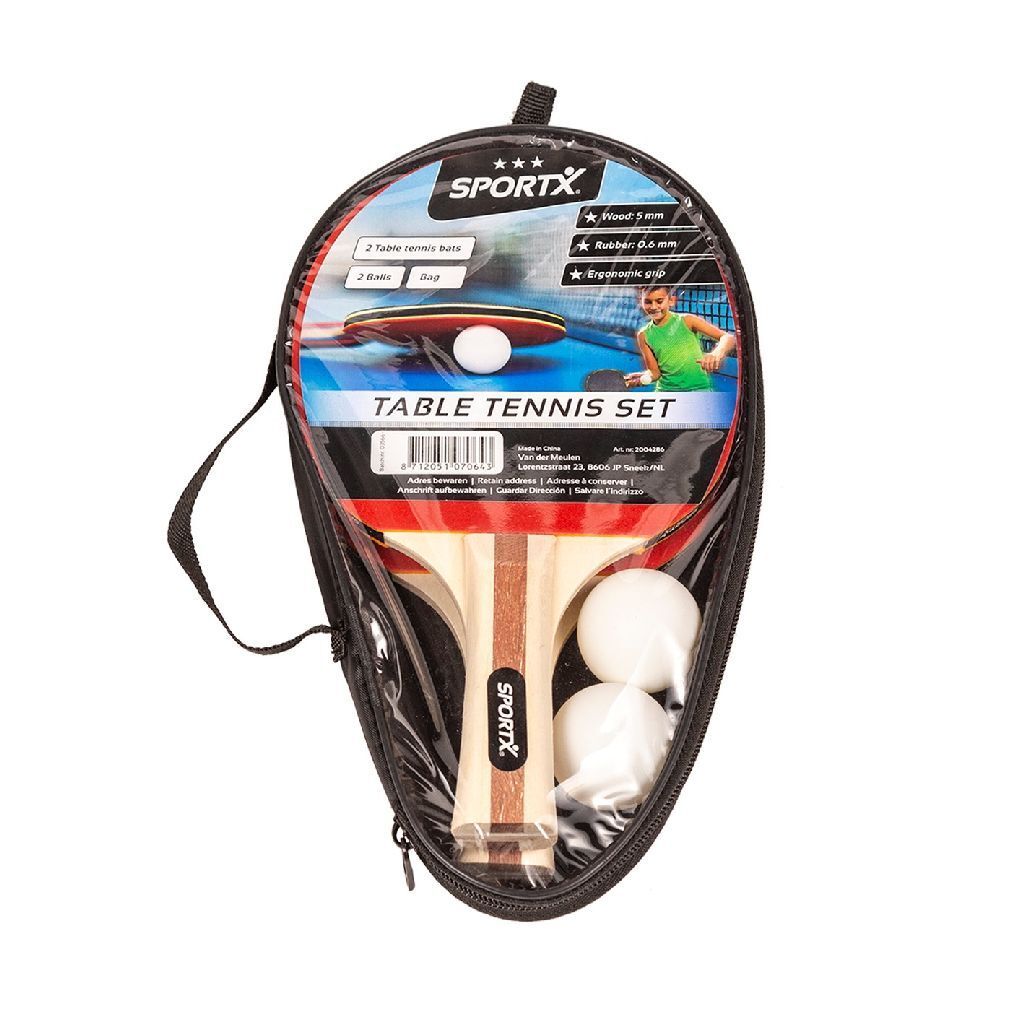 SportX TTF19653 Holz Rot, Holz 2 Stück(e), Tischtennisschläger, Rot, Holz, 165 mm, 55 mm, 280 mm