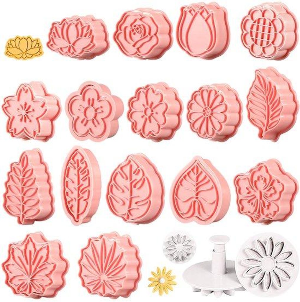Toller Set für Pflanzenform-Backformen, Tierformen und Keksstempel für das Dekorieren von Kuchen, Torten und Süßigkeiten mit DIY Fondant, für ...