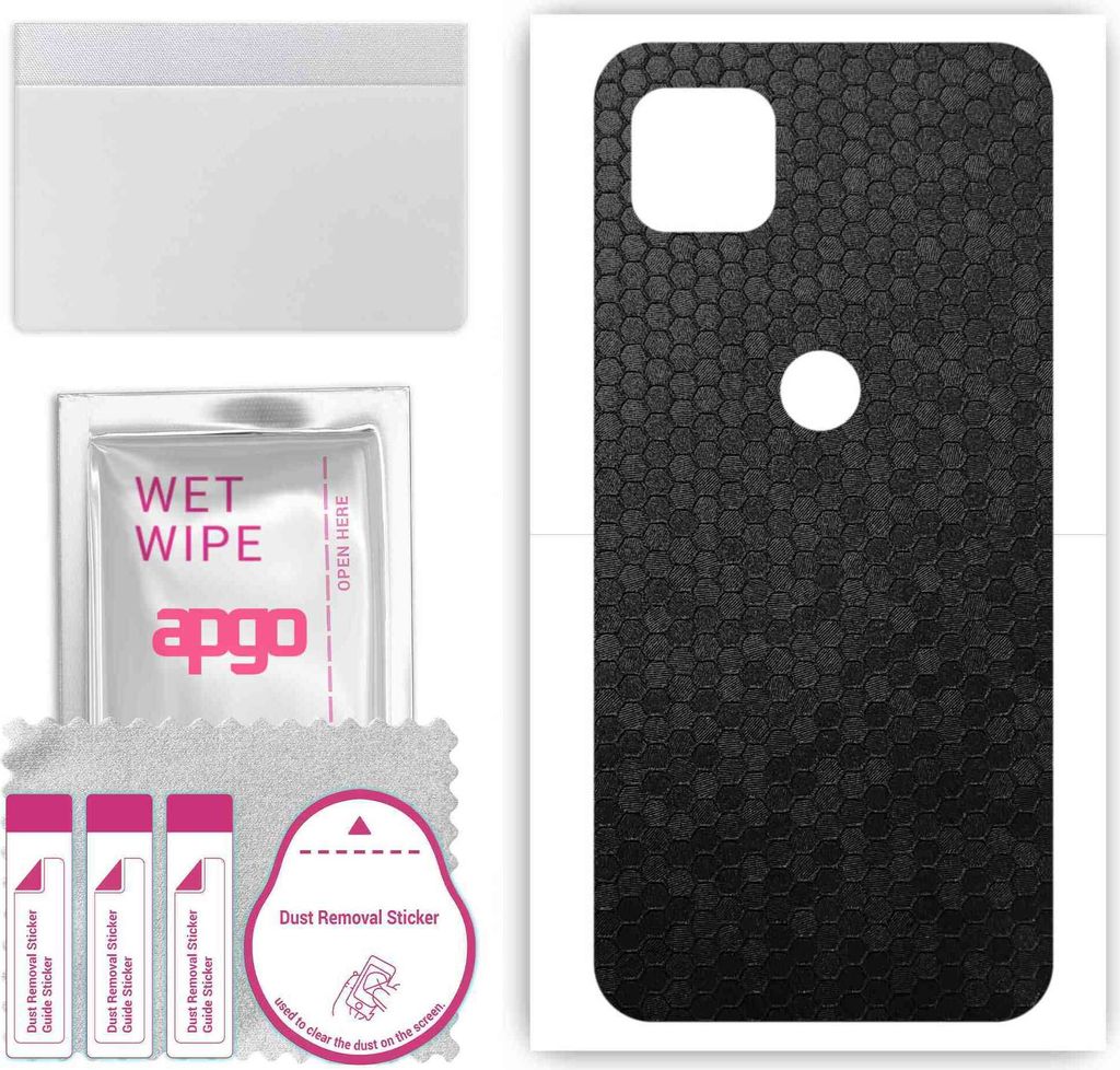 apgo Rückseite Schutzfolie, Skin, kompatibel mit Motorola One 5G Ace, Hinten Displayschutzfolie aus Vinylfolie, kratzfest, einfache Montage - Schw...