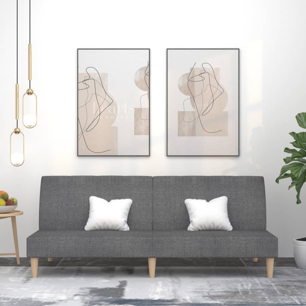 Design Schlafsofa 2-Sitzer Hellgrau Stoff, Schlafsofas 2024 Produktbild 