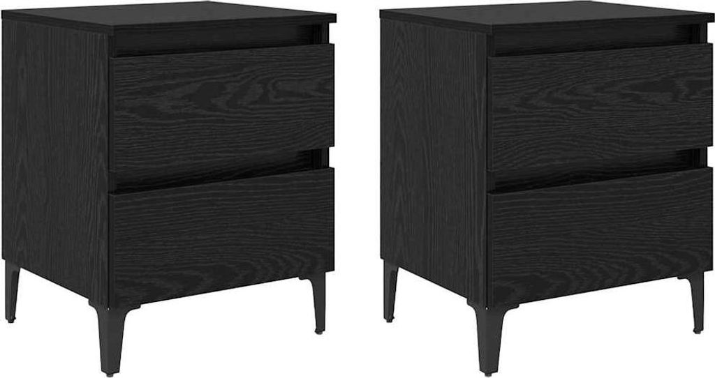 Nachttisch 2 pcs Schwarz Eichen-Optik 40 x 35 x 50 cm