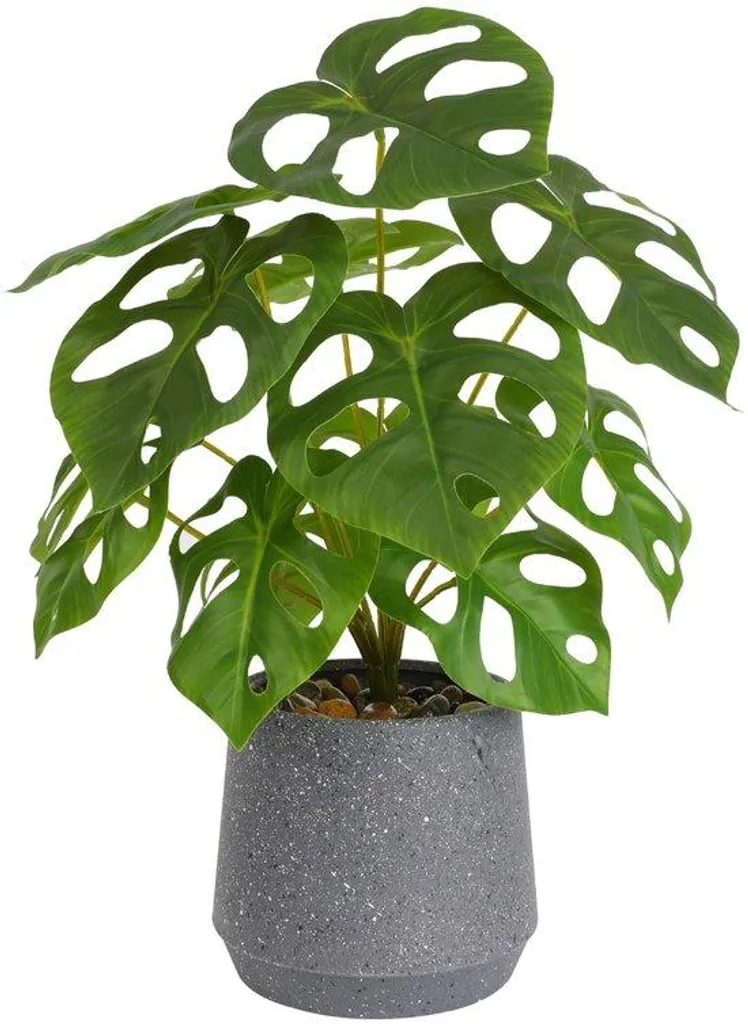 Plante verte artificielle pour bureau et salon avec pot effet pierre