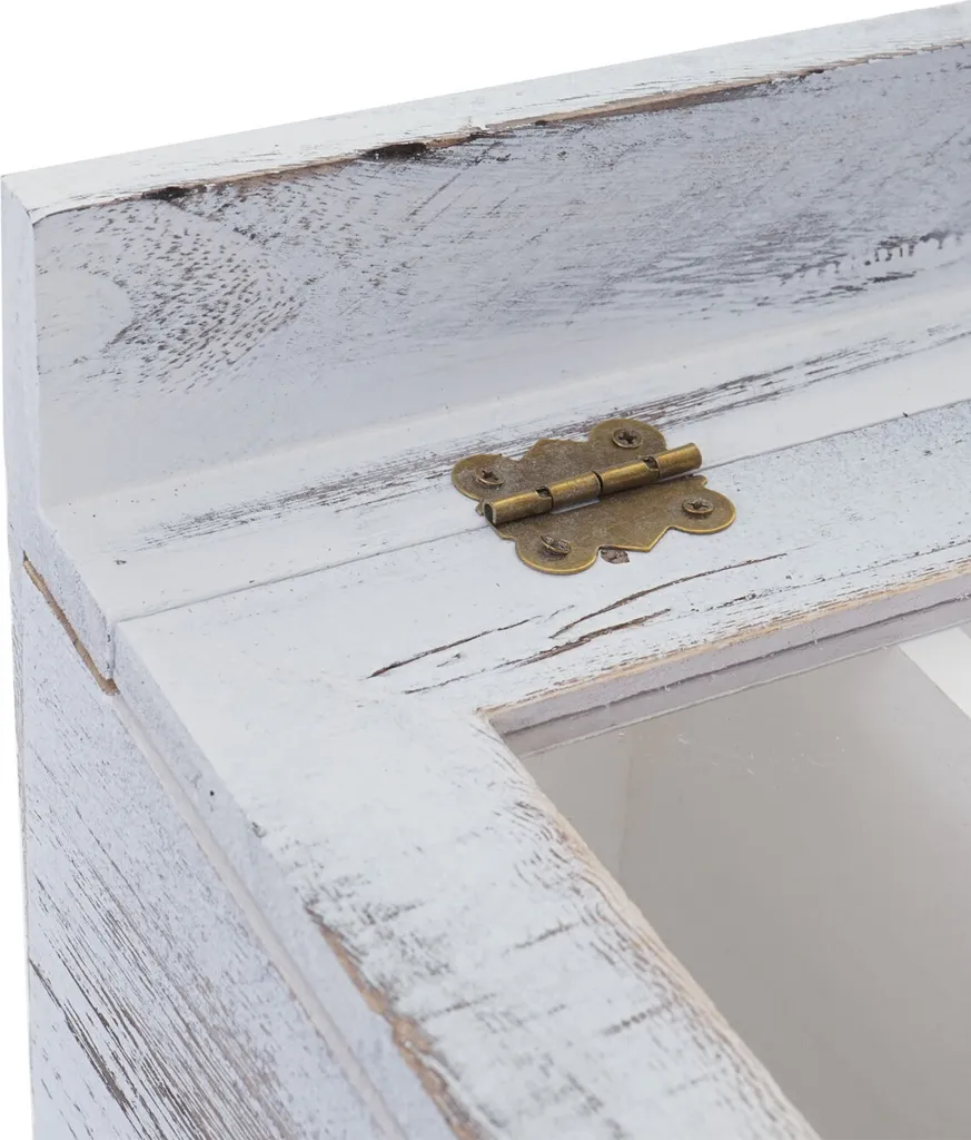 Commode de table et boîte à thé en bois blanc shabby chic avec tiroirs