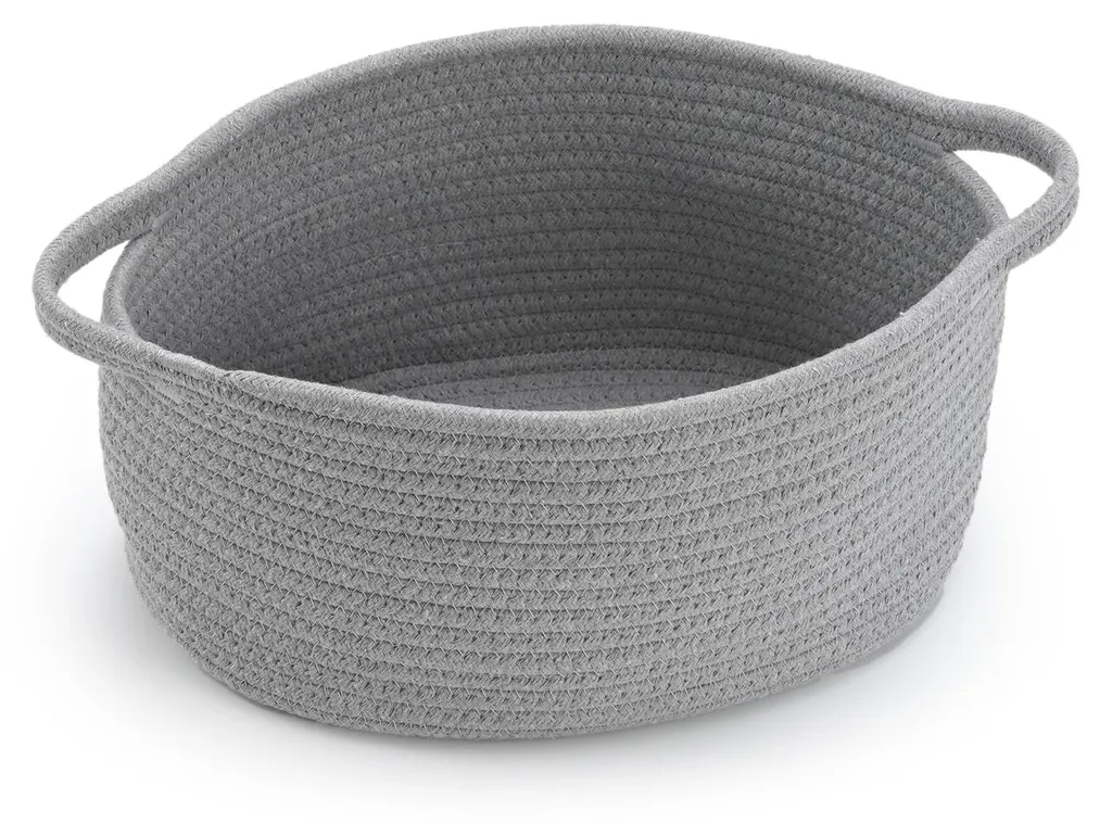 Petit panier décoratif gris tressé, vide pour vide-poches