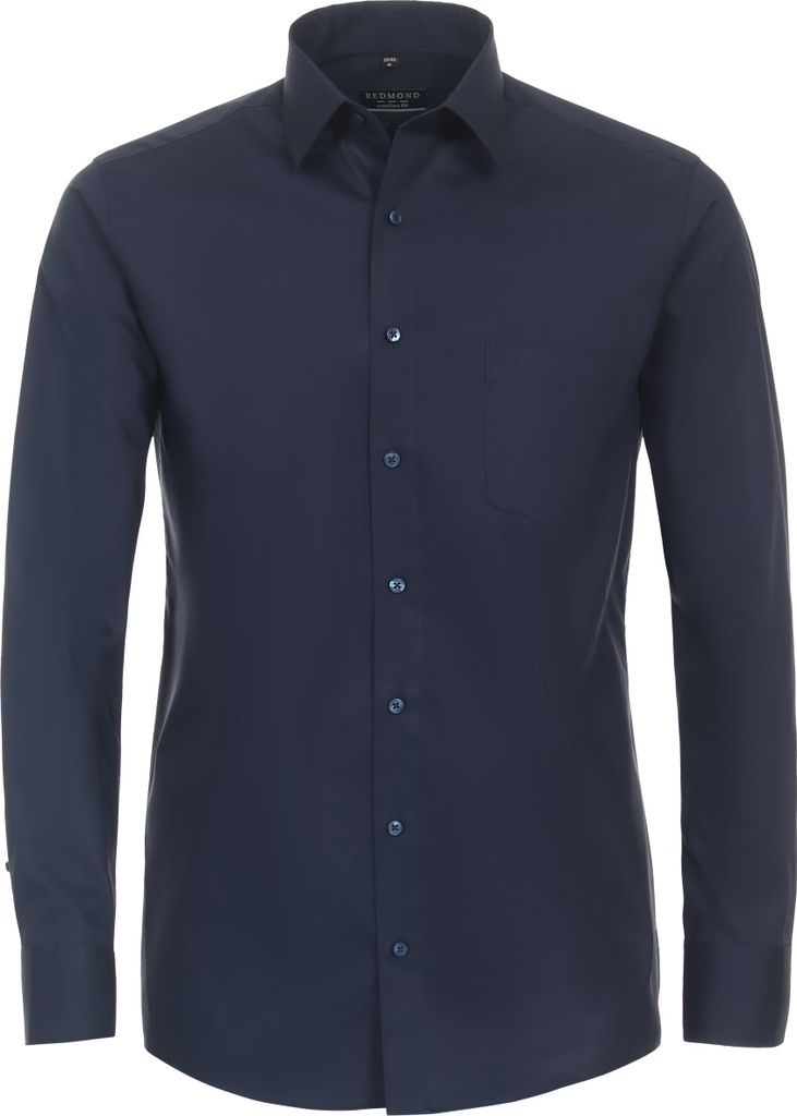 REDMOND Übergrößen Langarmhemd Brusttasche Navy 3XL