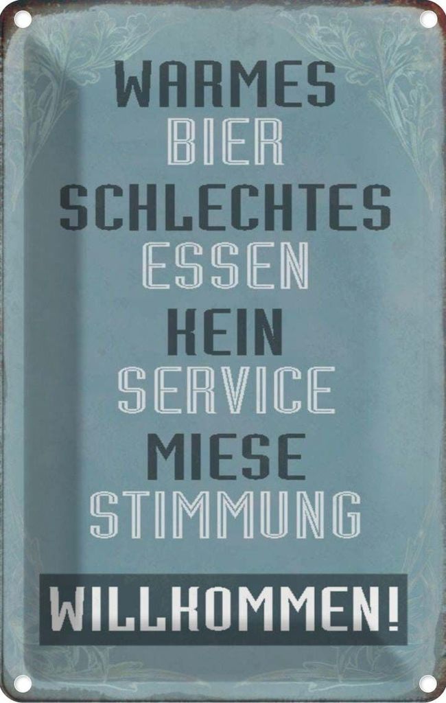 vianmo Blechschild 18x12 cm warmes Bier schlechtes Essen Trinken
