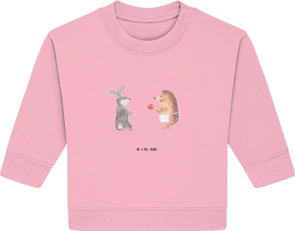 Mr. & Mrs. Panda Organic Baby Pullover Hase Igel 6. - 12. Monat - Baumwolle Pink - Geschenk, Liebe Spruch, Lustige Sprüche, Bullover, Trennungssch...