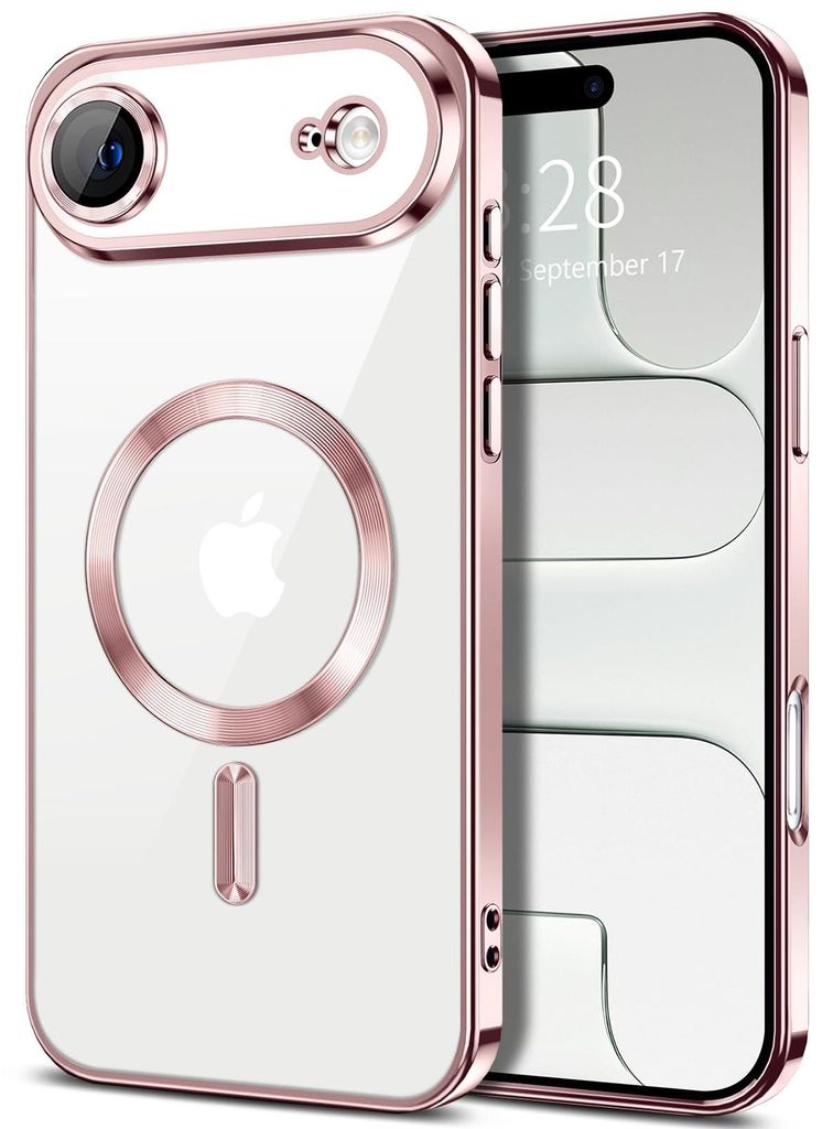 Weiche Klar Hülle für iPhone Air, Kameraschutz, Kompatibel mit MagSafe, Elektroplattiert TPU Handyhülle Pink