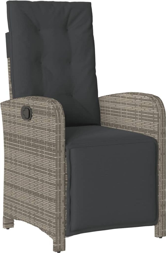 vidaXL Gartensessel mit Fußteil Verstellbar Grau Poly Rattan