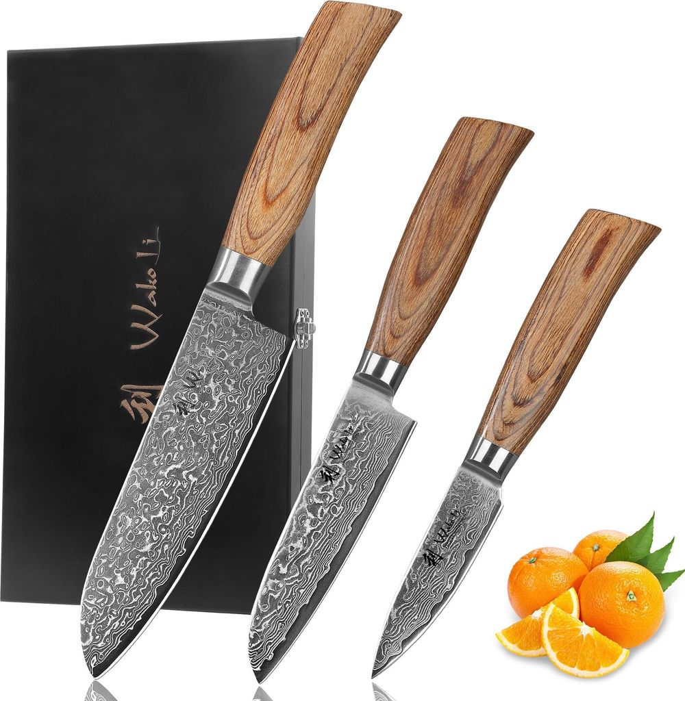 Set di coltelli Wakoli Edib Pro 3 pezzi Damasco I scatola Immagine del prodotto 