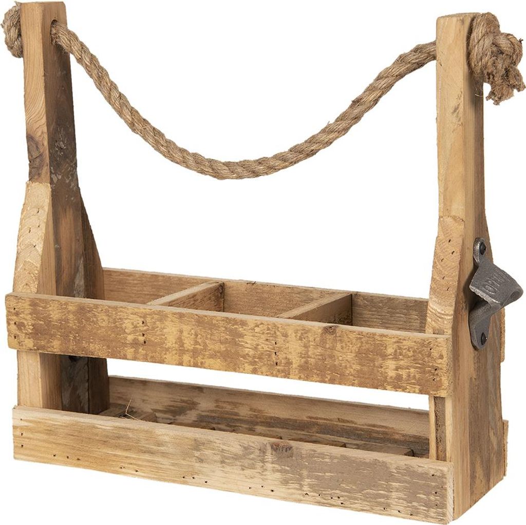 Clayre & Eef flessenhouder, 32x11x32 cm, bruin, hout Productafbeelding 