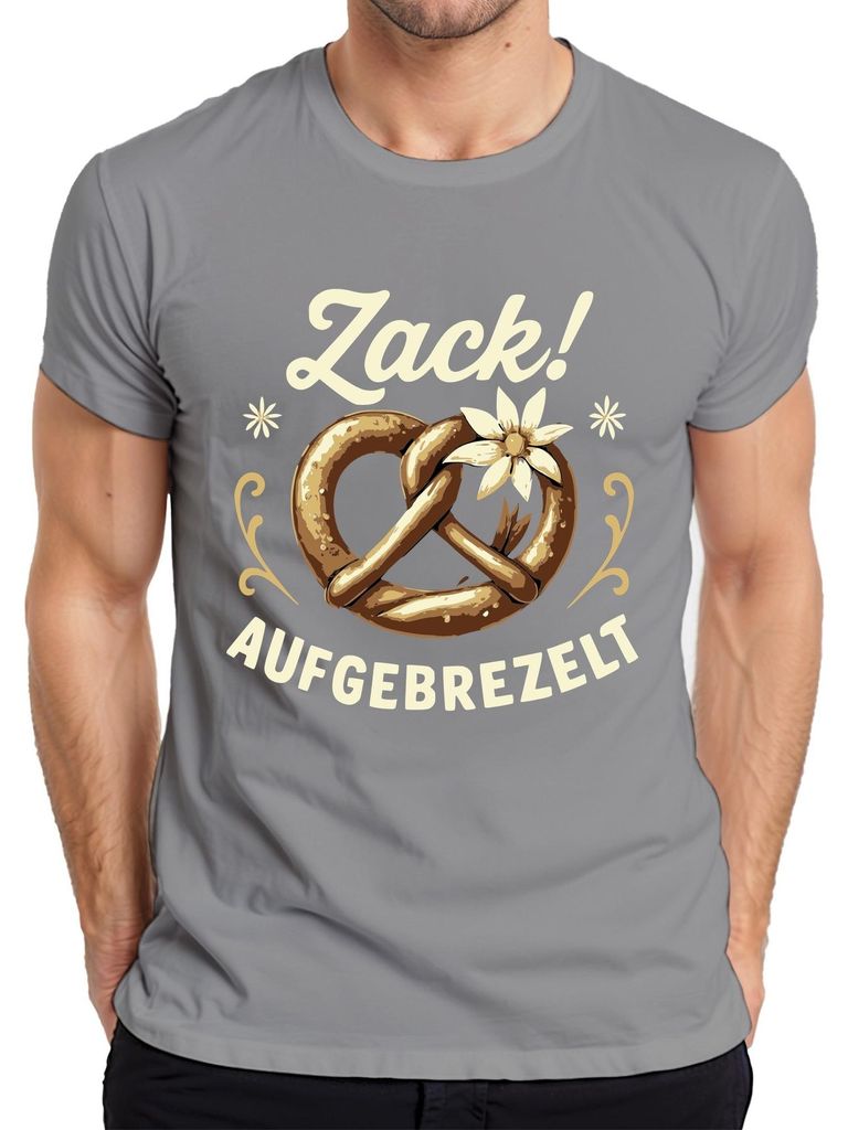 Zack Aufgebrezelt  Brezel Tracht Edelweiß Wiesn Lustig Produktbild 