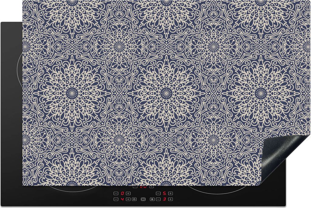 KitchenYeah Herdabdeckplatte Mandala - Blumen - Vintage - Muster , 81x52cm, Küche Deko, Glaskeramikkochfeld Herdabdeckung, Abdeckplatte fùr Koc...