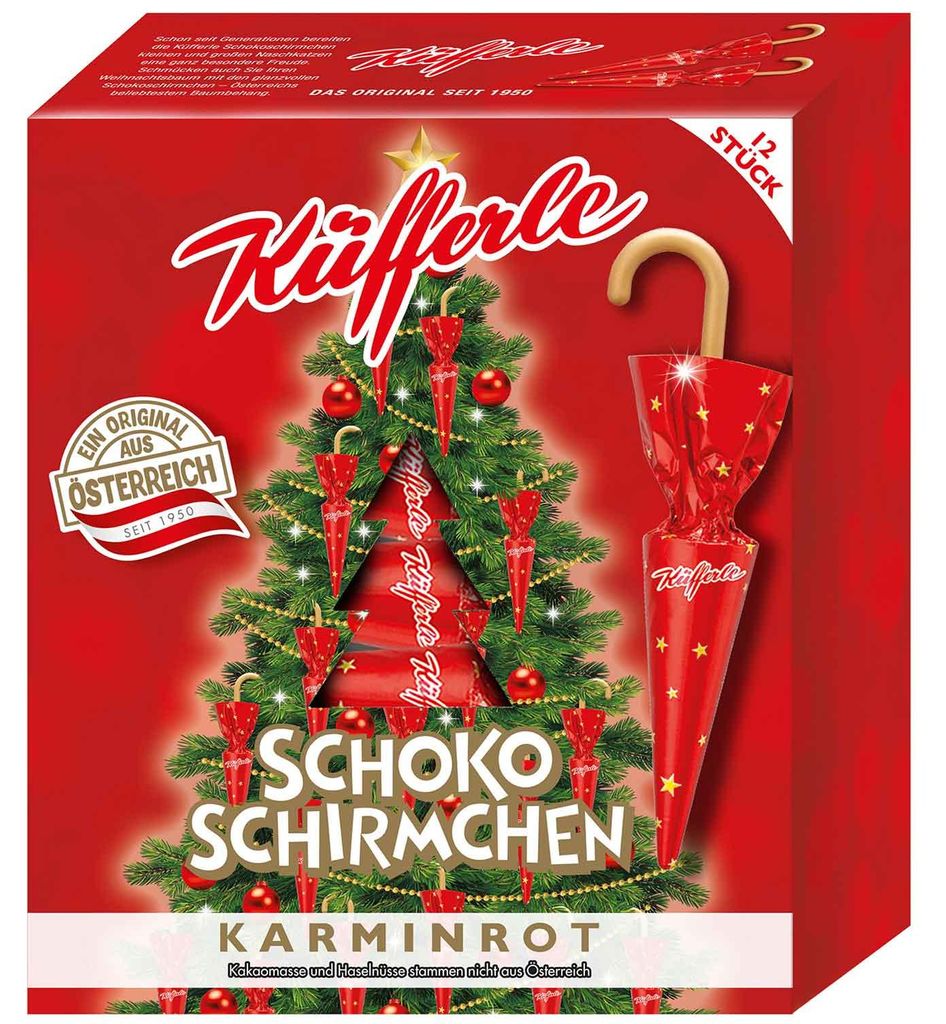 Küfferle Schokoschirmchen Karminrot 12er Produktbild 