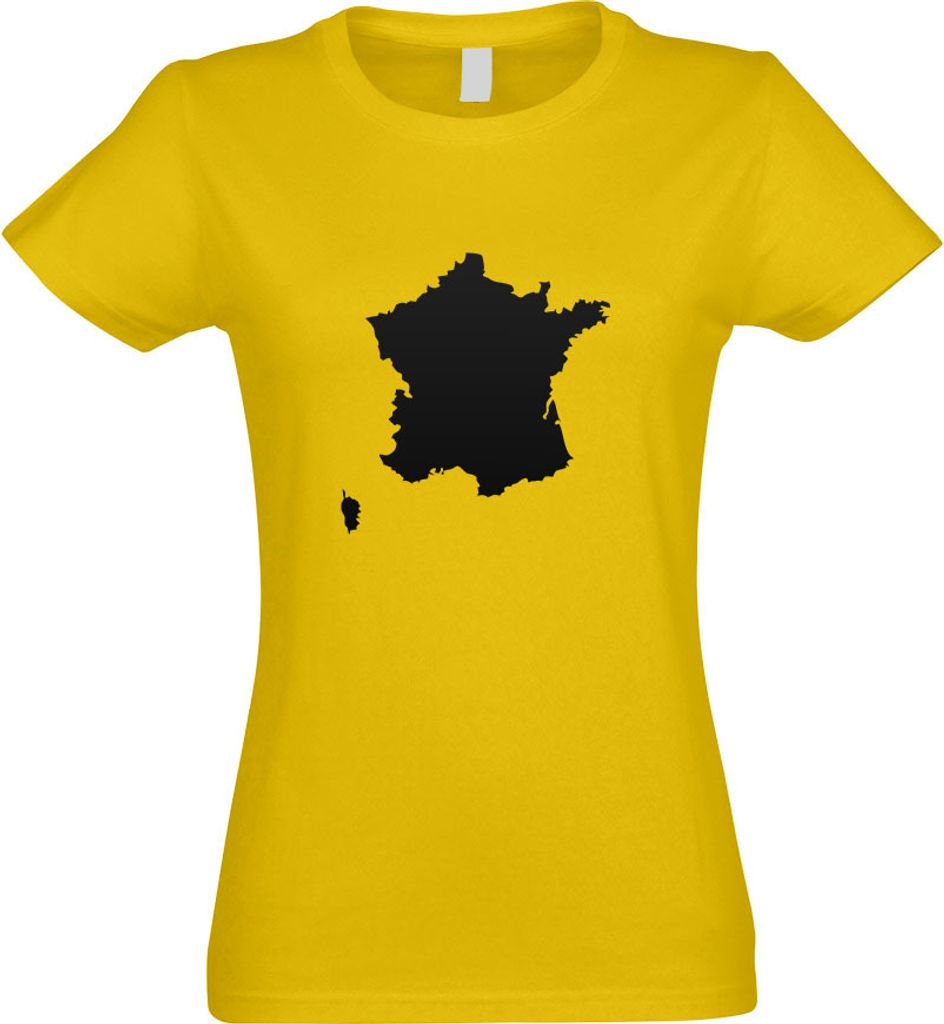 Kiwistar - T-Shirt tailliert - Damen - gelb - Frankreich Umriss Kontur - mit Motiv Bedruckt - Funshirt Design - Sport - Freizeit - Damen - XL