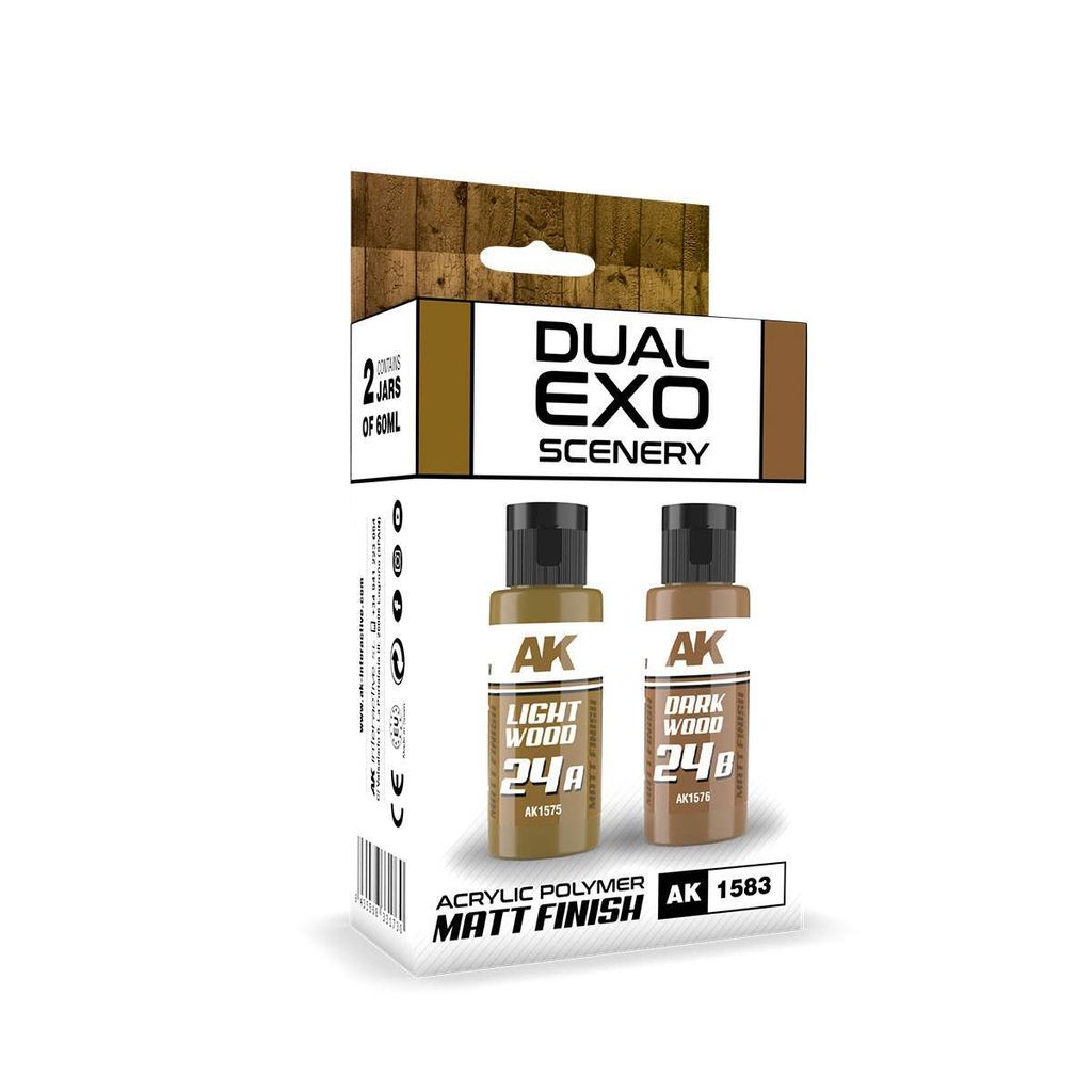 AK Interactive LIGHT WOOD & DARK WOOD DUAL EXO Set (2x60mL) (AK-1583)