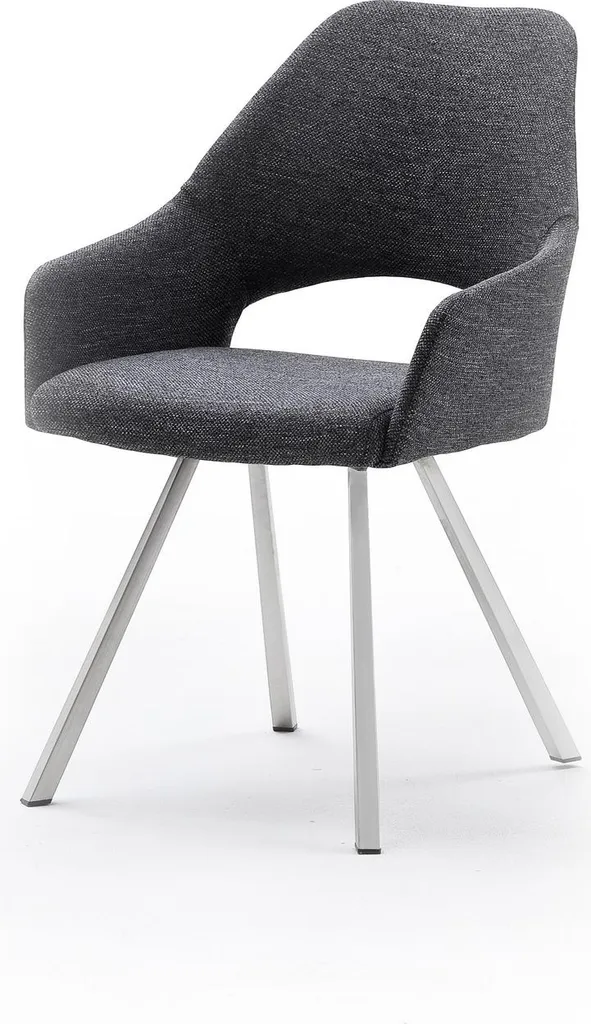 Chaise de table avec accoudoirs lot de 2 Actor noir style industriel
