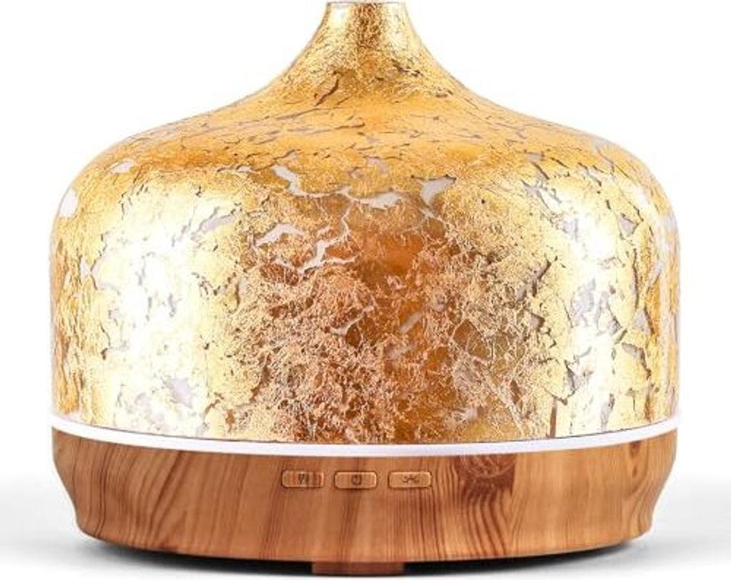 Porseme 500ml Aroma Diffuser,Handgeblasen Glas Diffuser für Ätherische Öle, Luftbefeuchter Ultraschall Cool Mist Leise,7 Arten LED Lichtfarben,L...