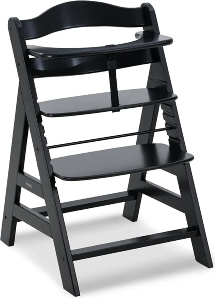 Chaise haute bois noire Hauck Alpha+ stable pour éviter le basculement