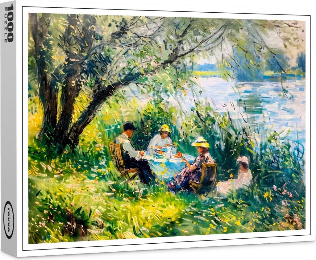 raxxa Premium-Puzzle "family enjoying a picnic in a lush meadow on river", 1000 Teile