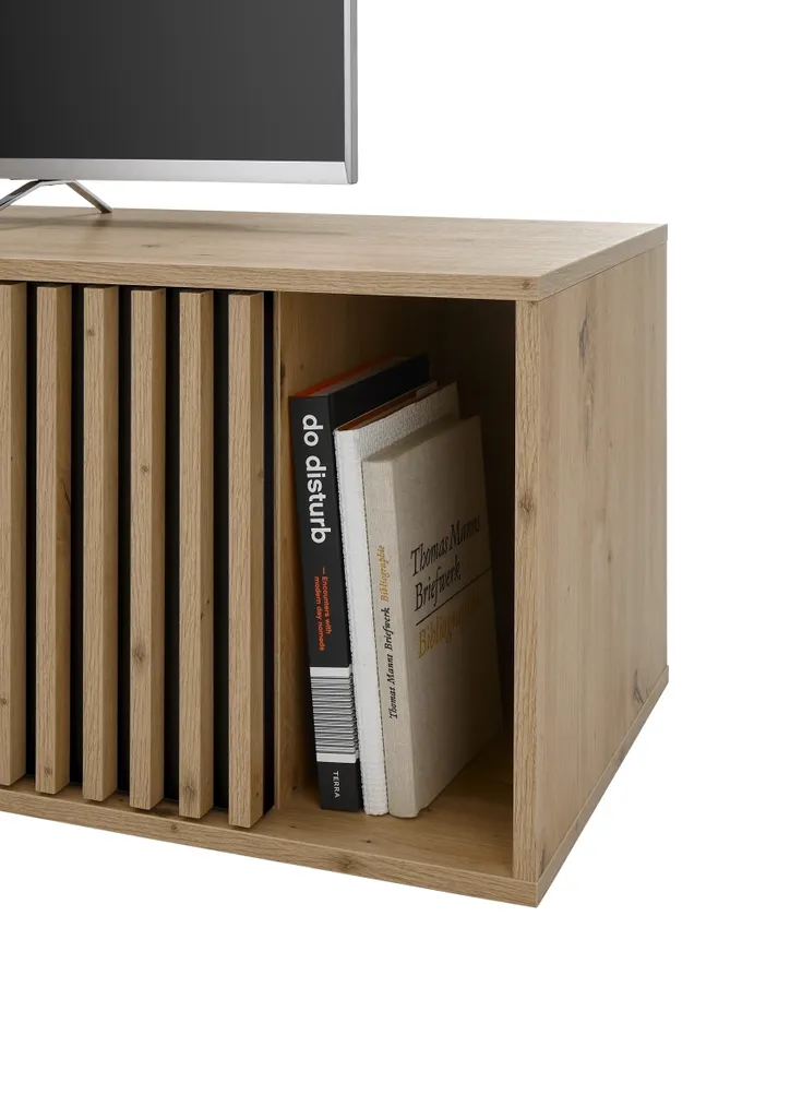 Meuble TV 150cm Chiara Décor Chêne Artisan - Finition Bois Texturée