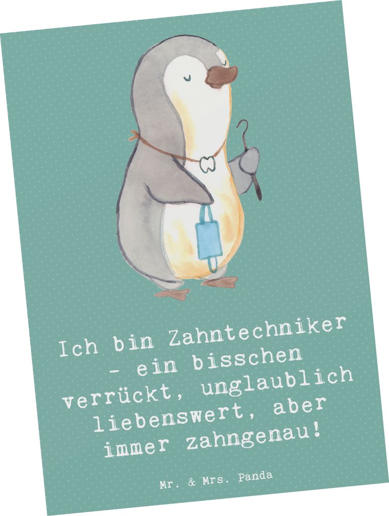 Mr. & Mrs. Panda Postkarte Zahntechniker Spaß - Meeresbrise - Geschenk, Beruf, Grußkarte, zahngenau, Kunstkarten, Zahnmedizinisches Labor, Kronen...