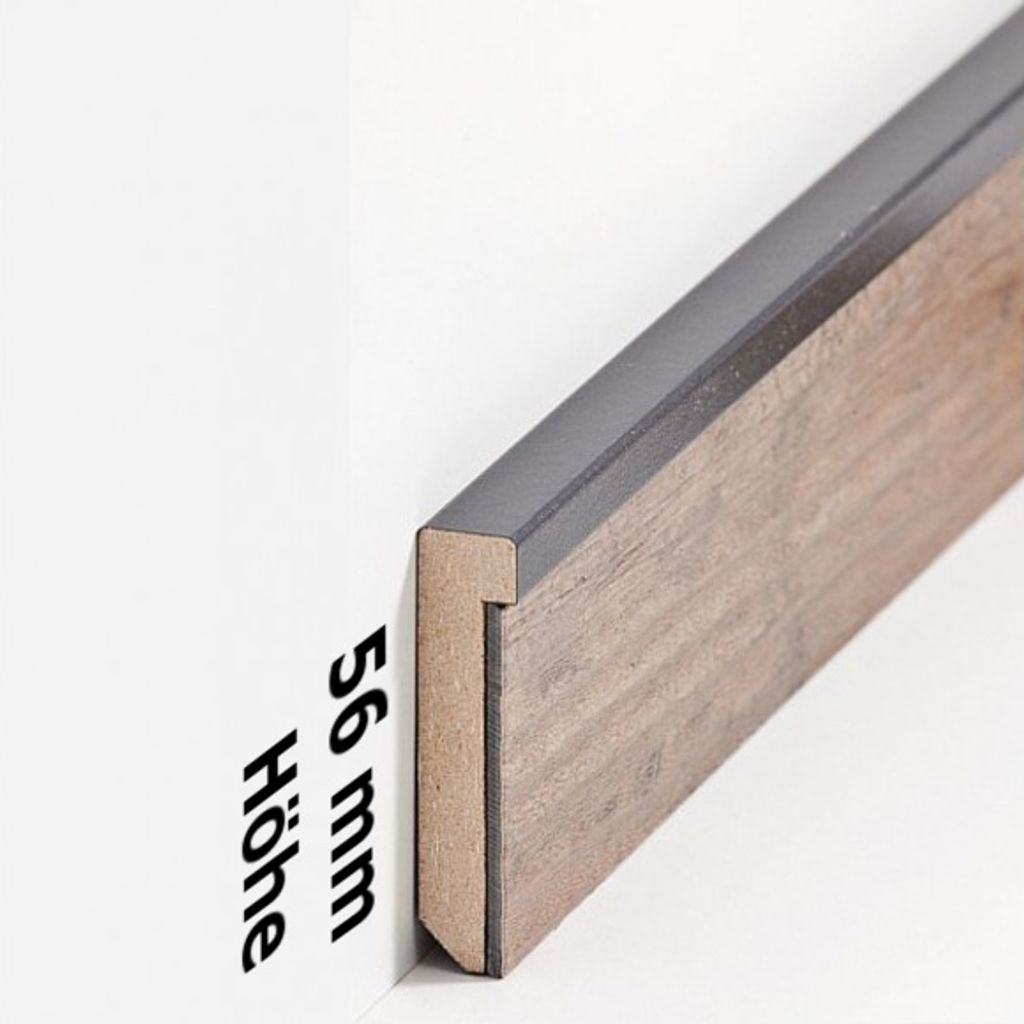 Design-Fußleiste für Vinylboden "Frankfurt" - schwarz - 56 mm Höhe (MDF foliert - 726.5129)