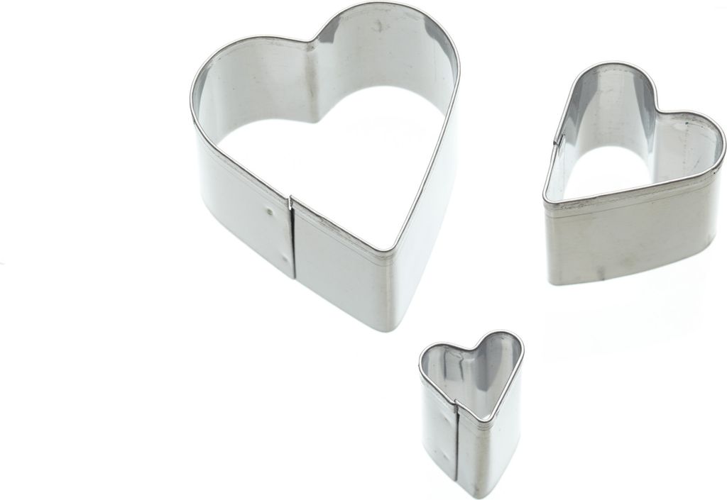 KitchenCraft Sweetly Does It Ausstecher de fondant, herzförmig de, Edelstahl, Set de 3, silber