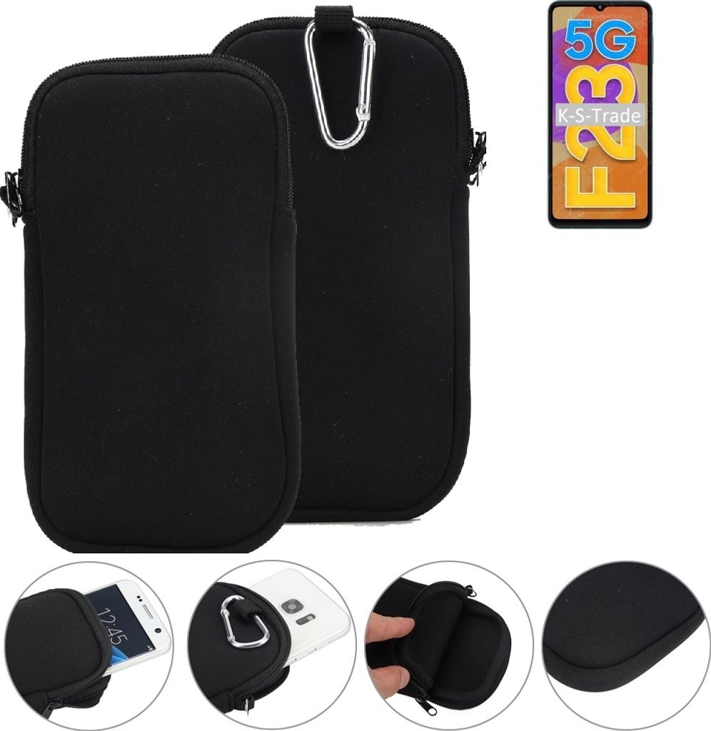 K-S-Trade Neopren-Hülle Handyhülle kompatibel mit Samsung Galaxy F23 5G Schutzhülle Neoprenhülle Sleeve Schutz-Hülle Gürtel Tasche Case Holster