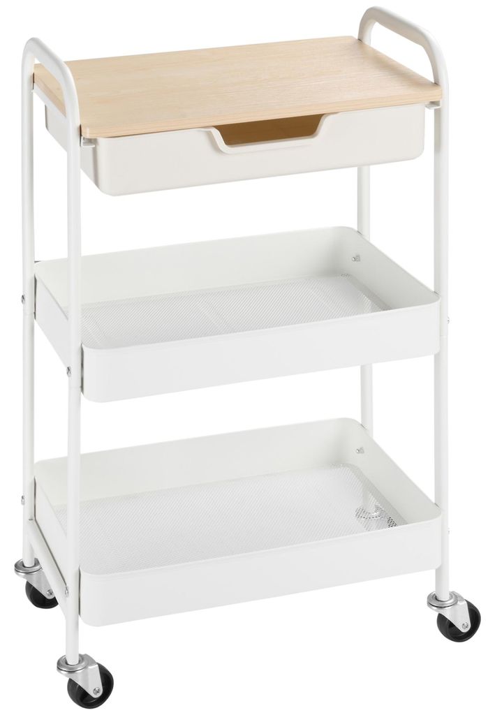 HOMCOM Rollwagen mit 3 Ebenen Servierwagen mit Griff Ablage Produktbild 