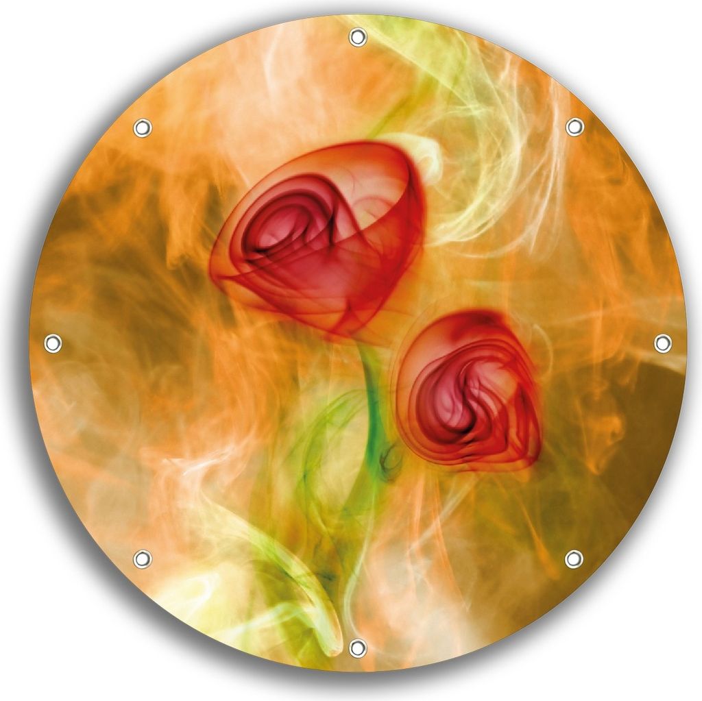 Wallario rundes Outdoor-Poster für Garten oder Balkon, Motiv Abstrakte Rosen, 30 cm Durchmesser