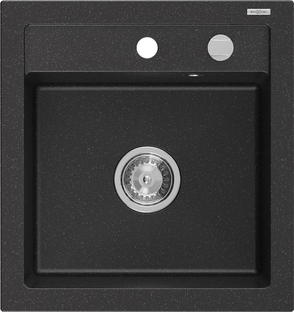 Mexen Vito 1-Becken-Granit-Spüle 520 x 490 mm, Schwarz/Silbermetallic - 6503521000-73