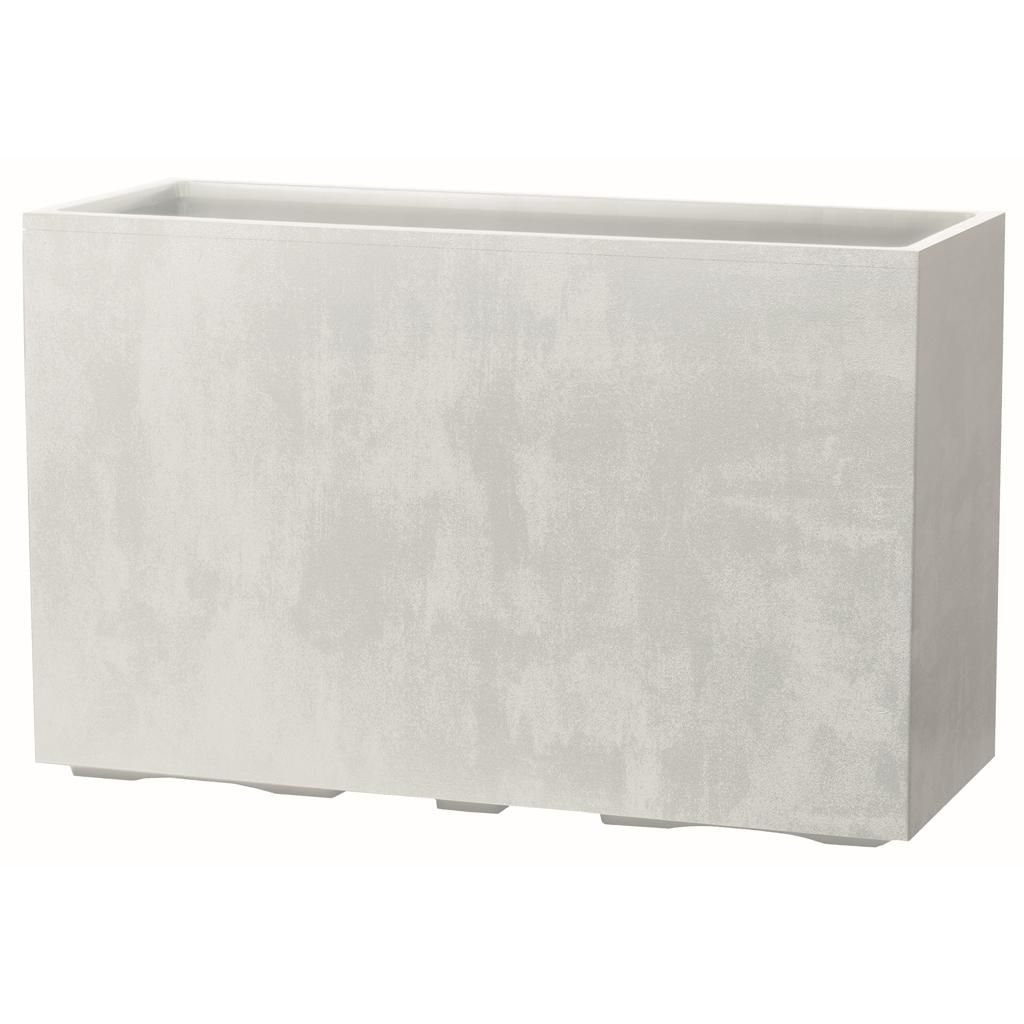 Kreher XXL Sichtschutz Pflanzkasten hoch 93L - 98x38,5x62 cm - doppelwandig & rollbar, mit Entwässerungsstopfen - Naturstein Optik, Creme Weiß