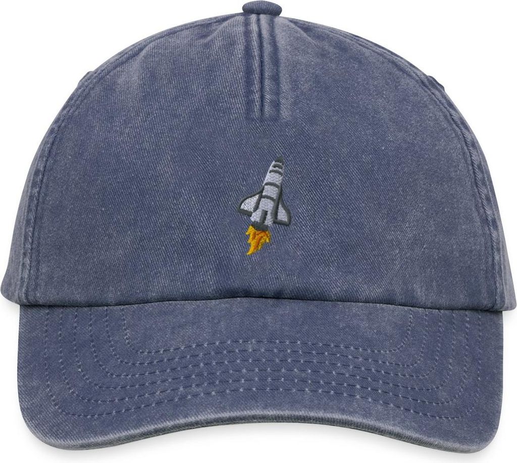 Spreadshirt Gestickte Raketen Shuttle Mit Feuer Vintage Cap, One size, Vintage Denim